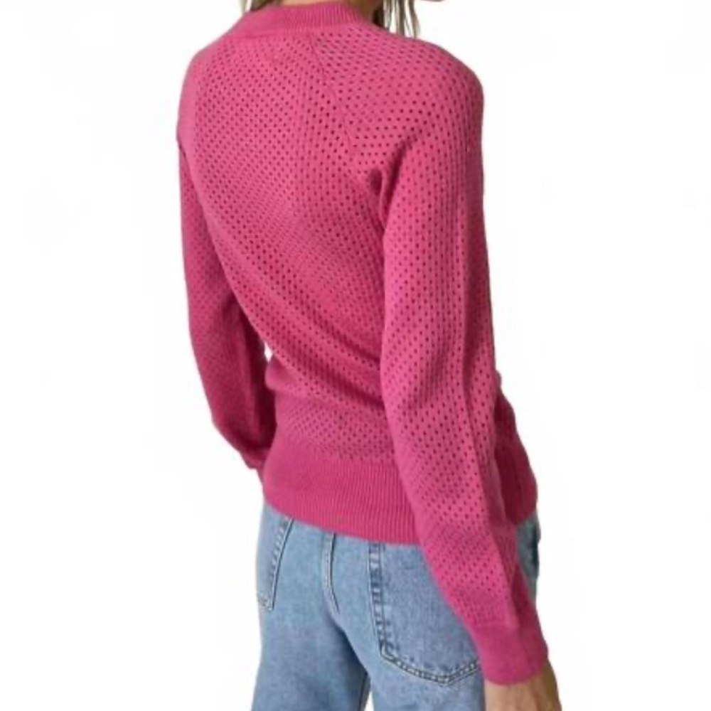 Six/Fifty Cotton Crochet Hot Pink Sweater